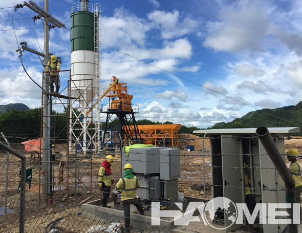 50m3/h Concrete Batching Plant Under Installation Philippines