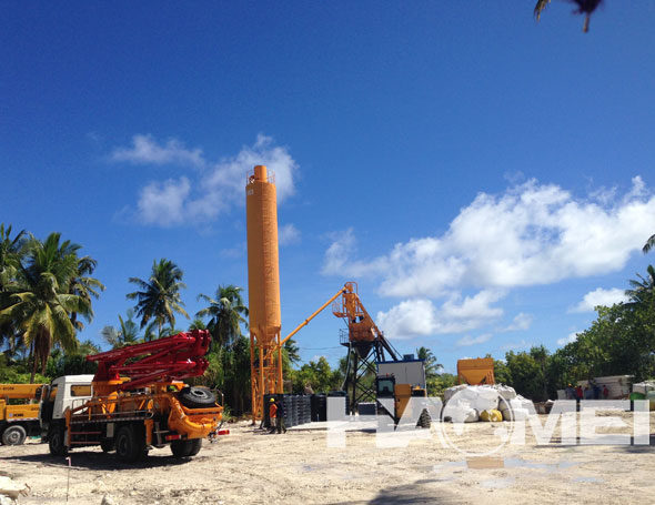 HZS35 concrete batching plant to Maldives