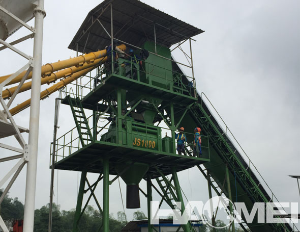 belt type stationary concrete batching plant