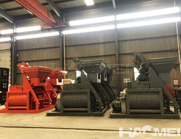 force type twin shaft concrete mixer