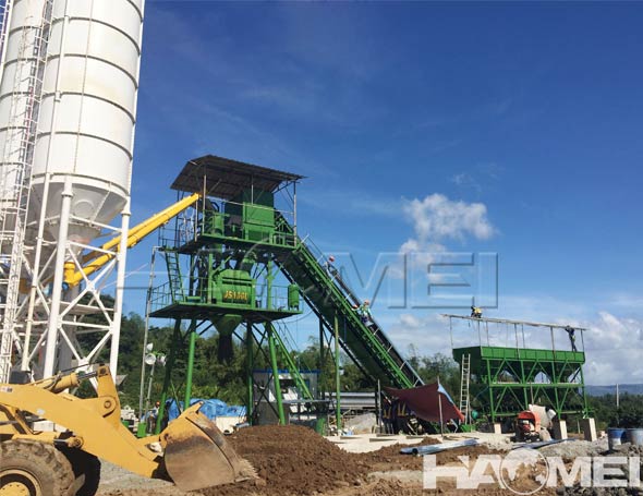 hzs60 belt conveyor concrete batching plant for sale