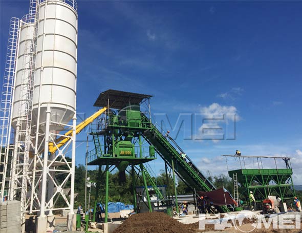 hzs60 belt conveyor concrete batching plant