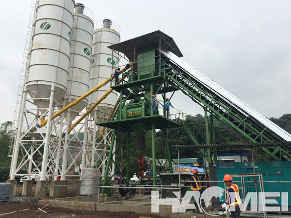stationary type concrete batching plant